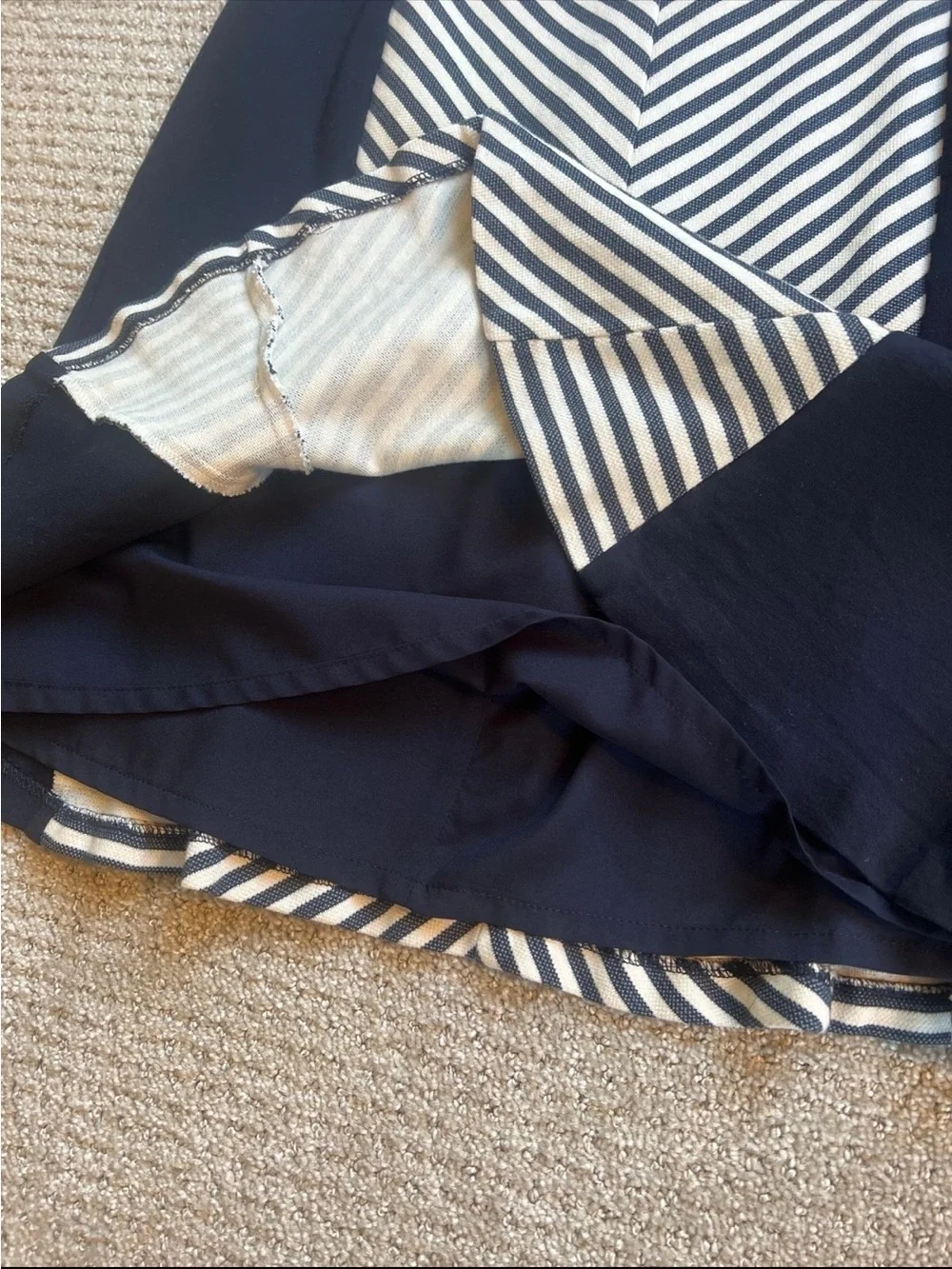 Ann Taylor Navy and White Chevron A-Line Skirt